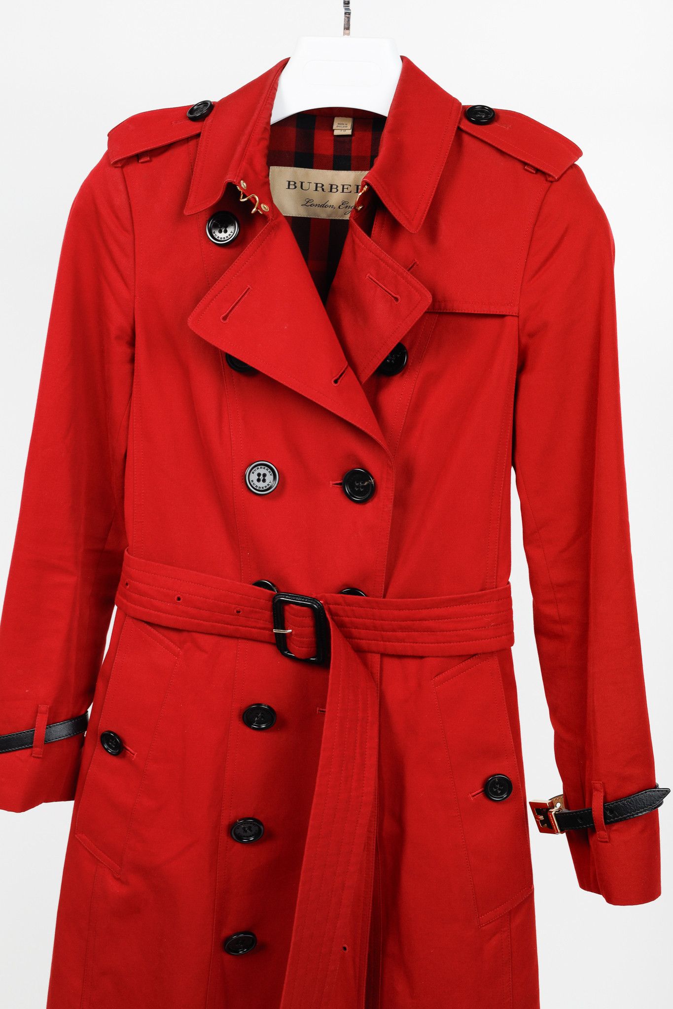 Burberry Burberry Red Cotton Belted Double-Breasted Trench Coat Size XXS / US 00 / IT 34 - 3 Thumbnail