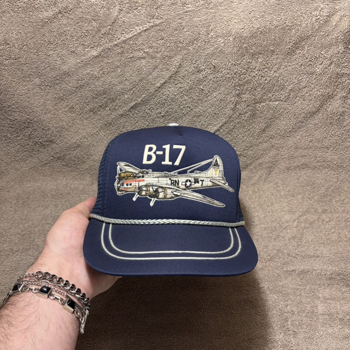 Vintage Vintage B17 Bomber SnapBack Trucker Hat Military Army 80s Size ONE SIZE - 2 Thumbnail