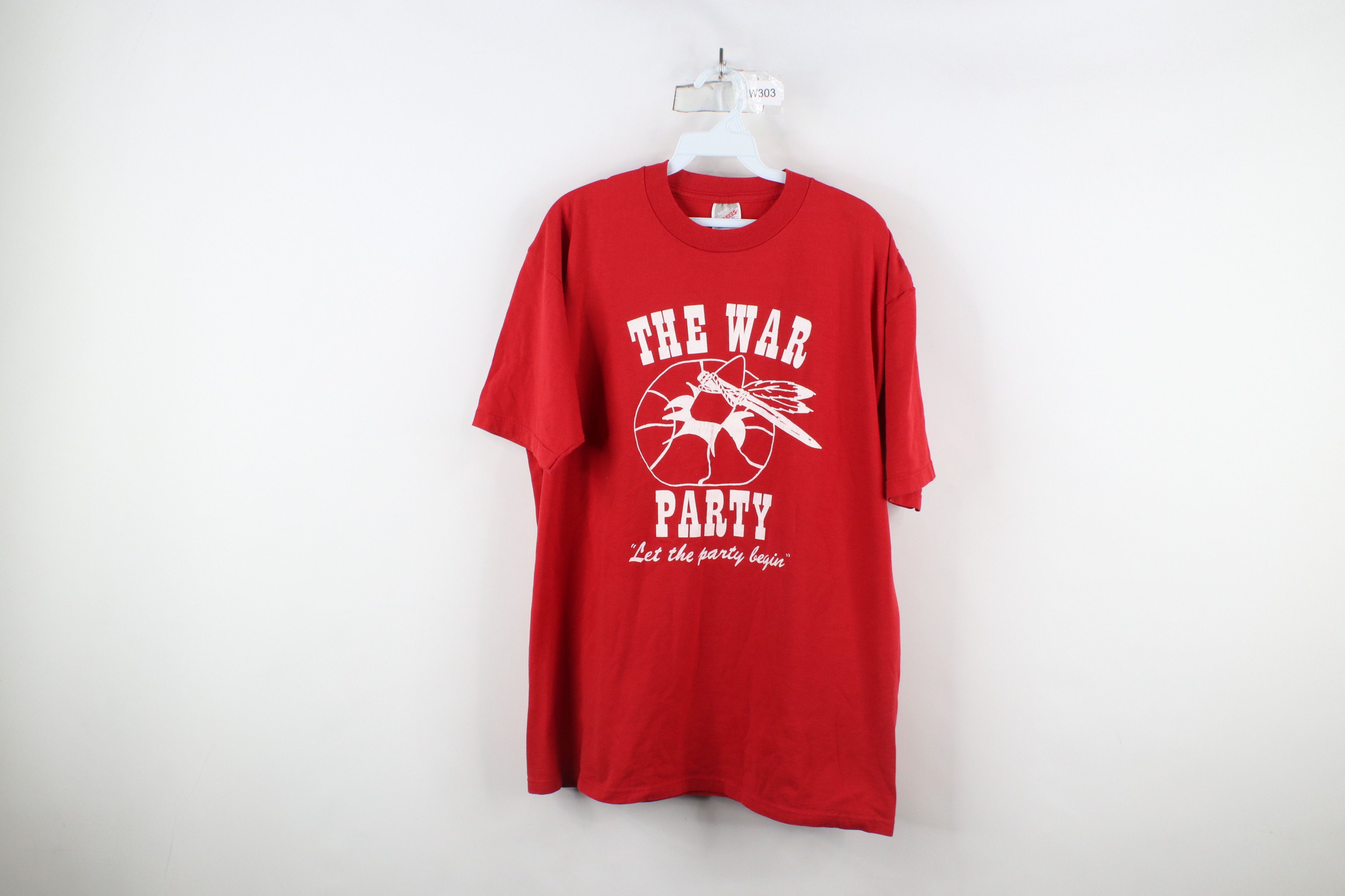 Vintage Vintage 90s Spell The War Party Short Sleeve T-Shirt Red USA Size US XL / EU 56 / 4 - 1 Thumbnail
