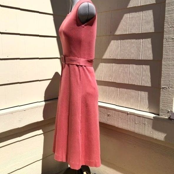 Pinko VINTAGE 70s Pink Stretch Knit Dress MOD Fit & Flare Party Dress Disco Shirt? Size S / US 4 / IT 40 - 5 Thumbnail