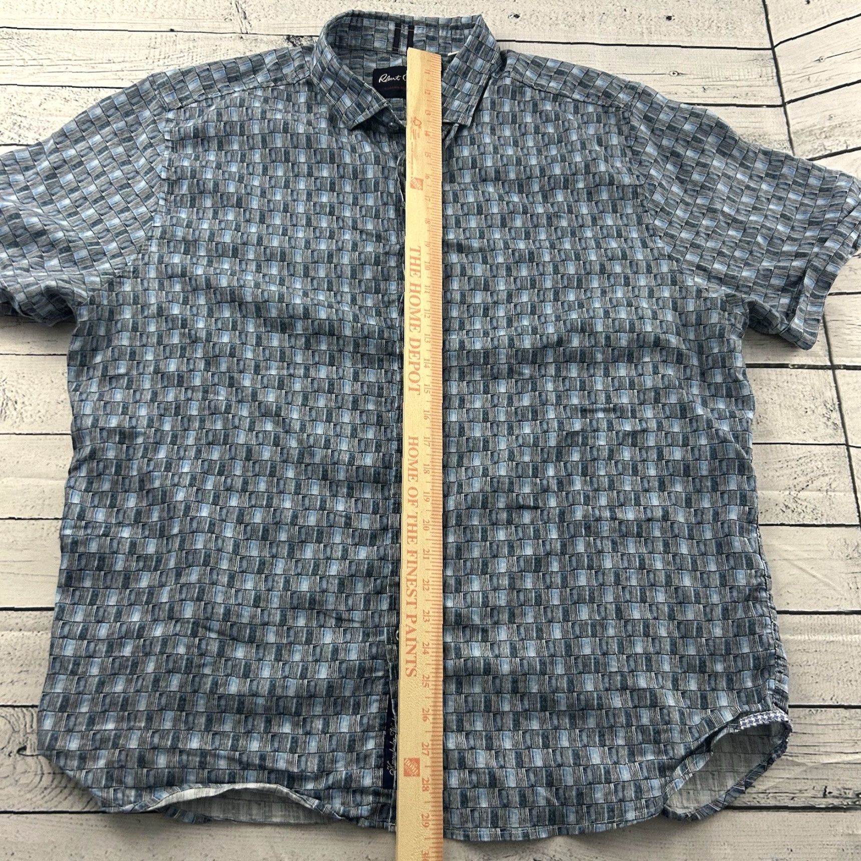 Robert Graham Robert Graham Linen Short Sleeve Button-Up Shirt Men's 3XL Blue Size US XXL / EU 58 / 5 - 4 Thumbnail