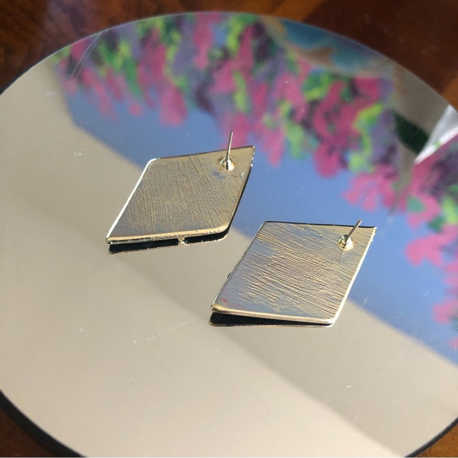 Vintage Vintage 70s-80s black enamel diamond shape pierced earrings Size ONE SIZE - 6 Thumbnail