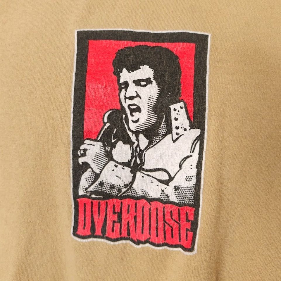 Gildan VINTAGE Elvis Presley T Shirt Mens Size Small Beige Y2K King Of Rock Overdose Shirt Size US S / EU 44-46 / 1 - 3 Thumbnail