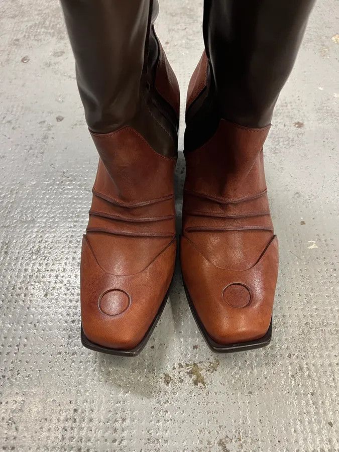Marithe + Francois Girbaud Marithé + François Girbaud Indiana Leather Brown Boots Size US 8 / IT 38 - 5 Thumbnail
