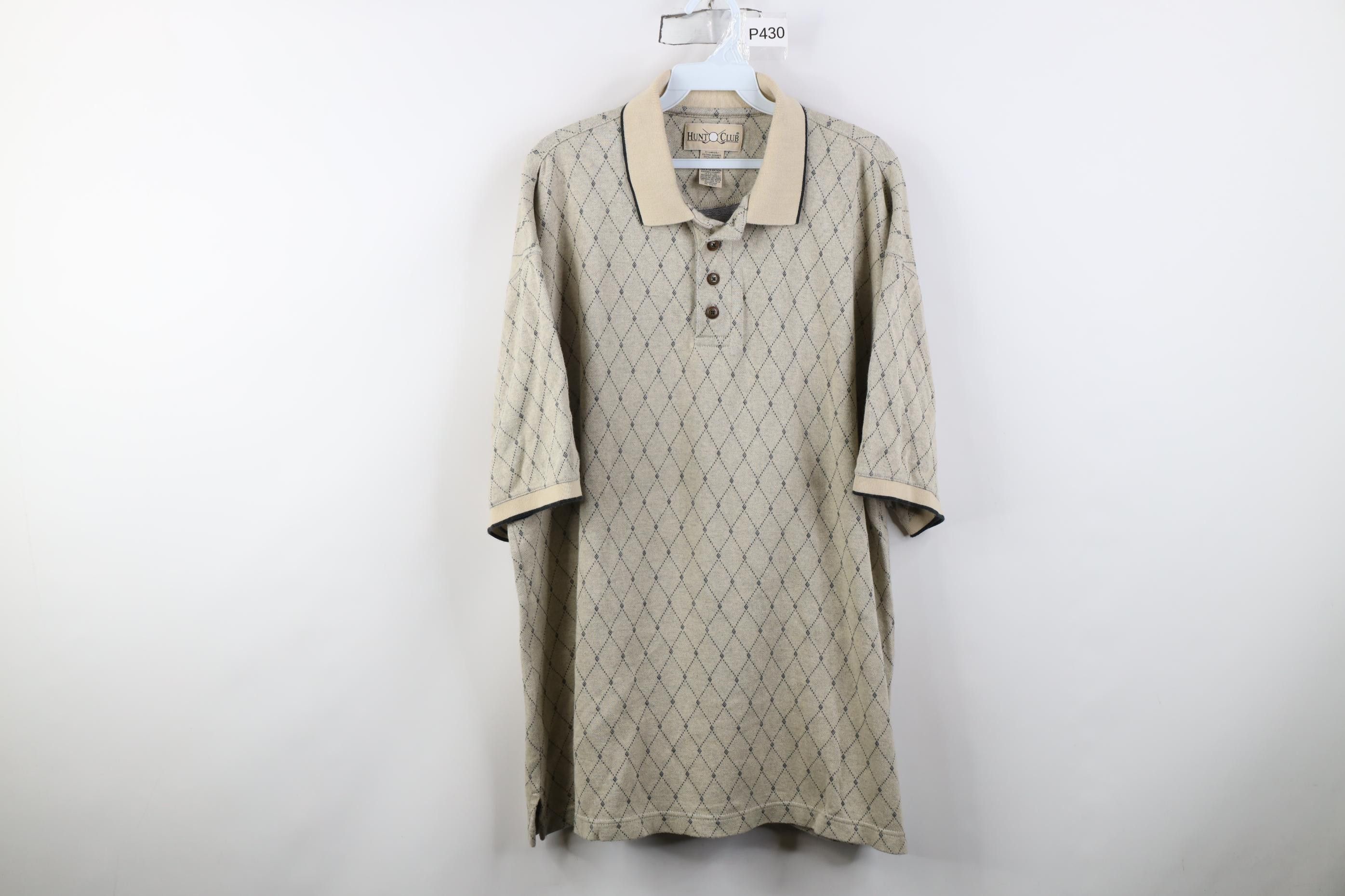 Vintage Vintage 90s Streetwear Diamond Knit Collared Golf Polo Shirt Size US XL / EU 56 / 4 - 1 Thumbnail