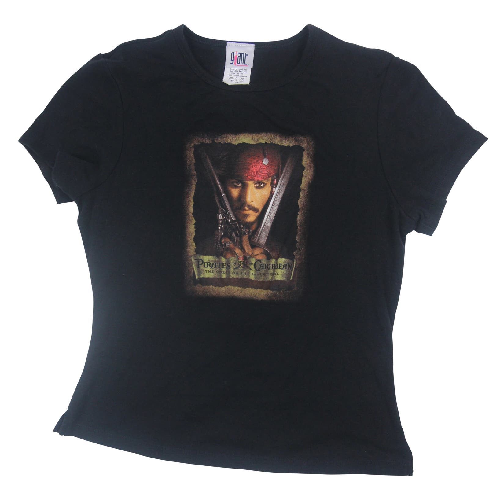 image of Vintage Disney Pirates Of The Caribbean Black Pearl T Shirt, Men's (Size XS)