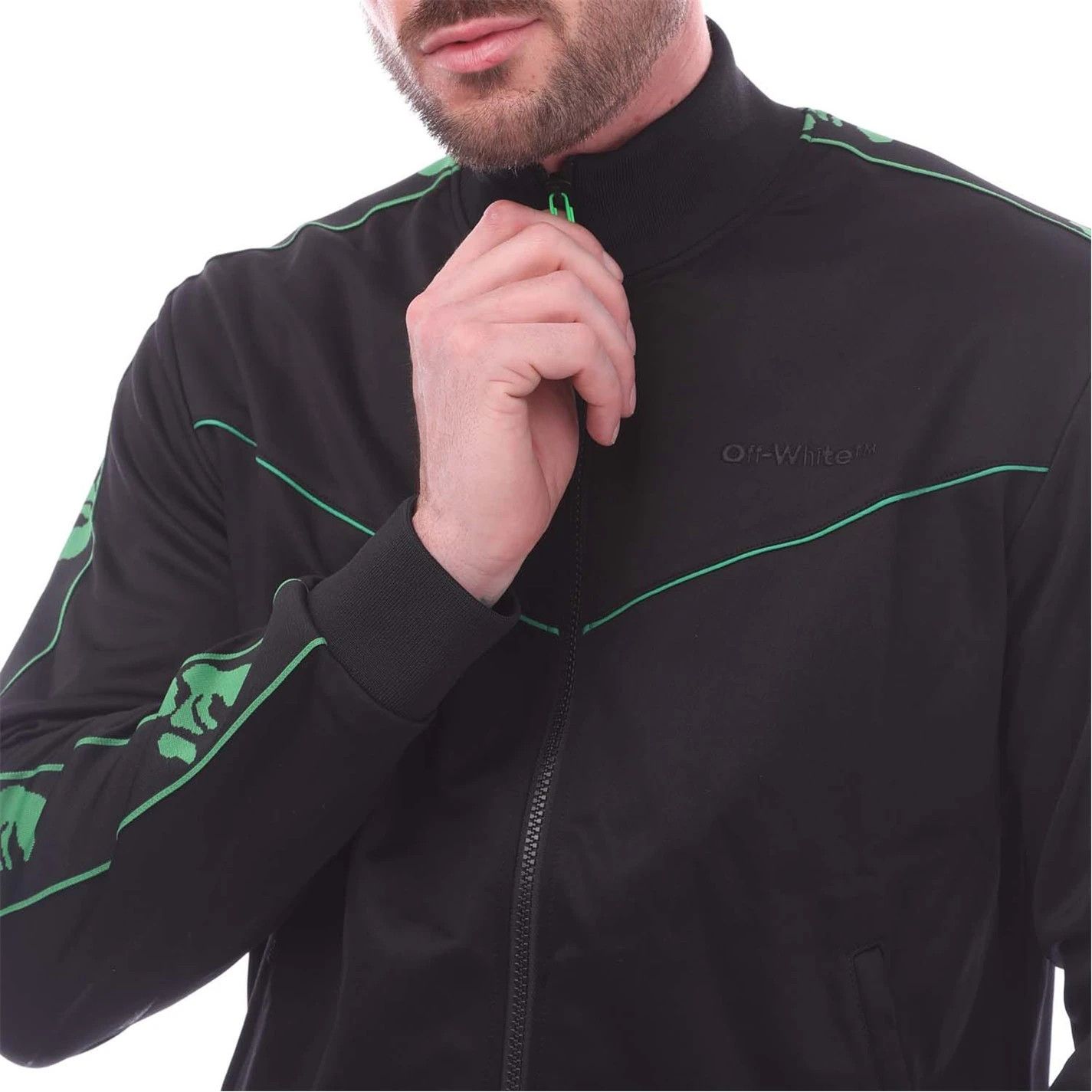 Off-White o1g2r1mq0226 Slim Track Full Zip Jacket In Black Size US L / EU 52-54 / 3 - 4 Thumbnail