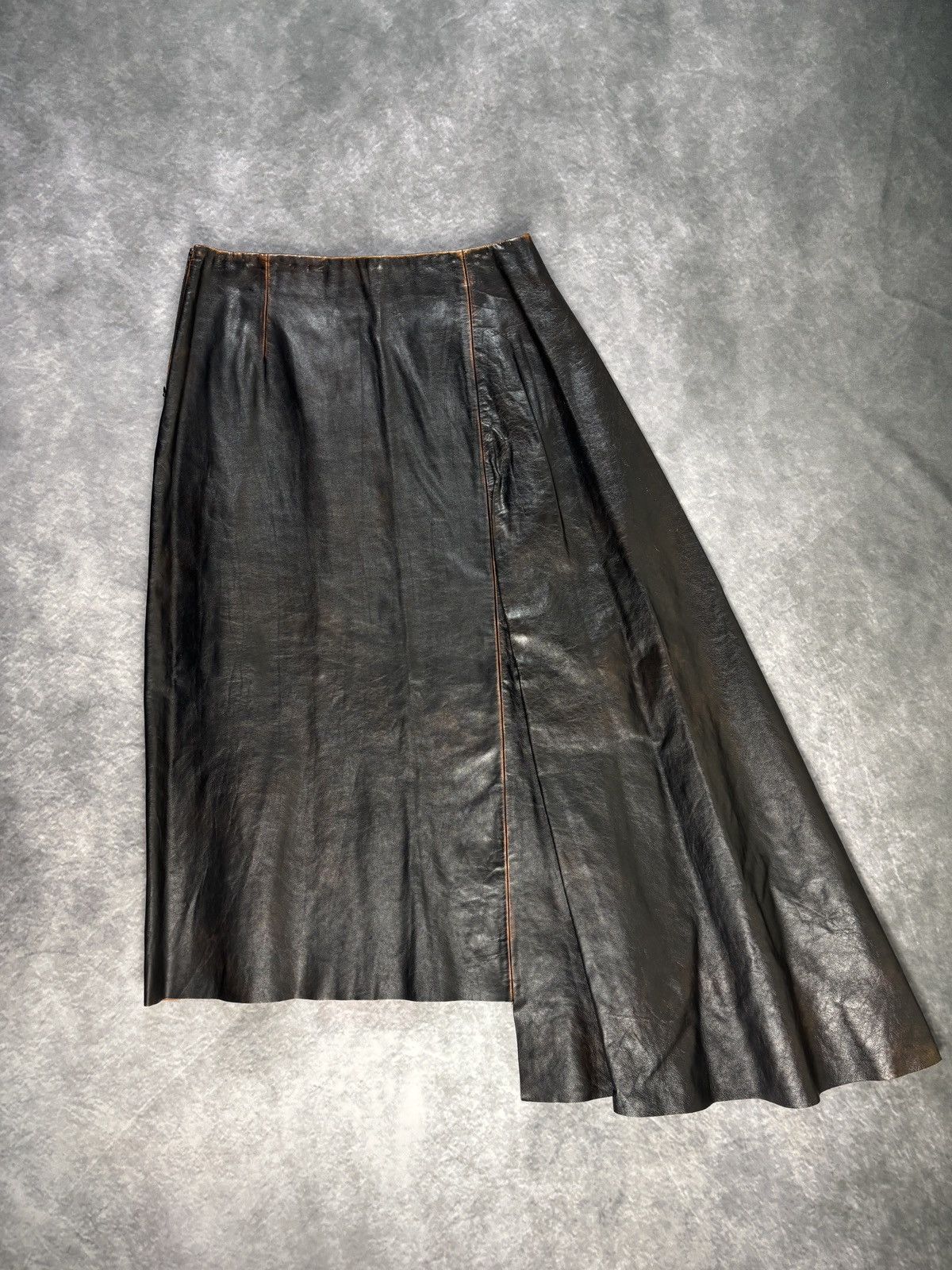 Prada F/W 2013 Prada Leather Skirt Runway Asymmetrical Maxi Long Size 27" / US 4 / IT 40 - 21 Thumbnail