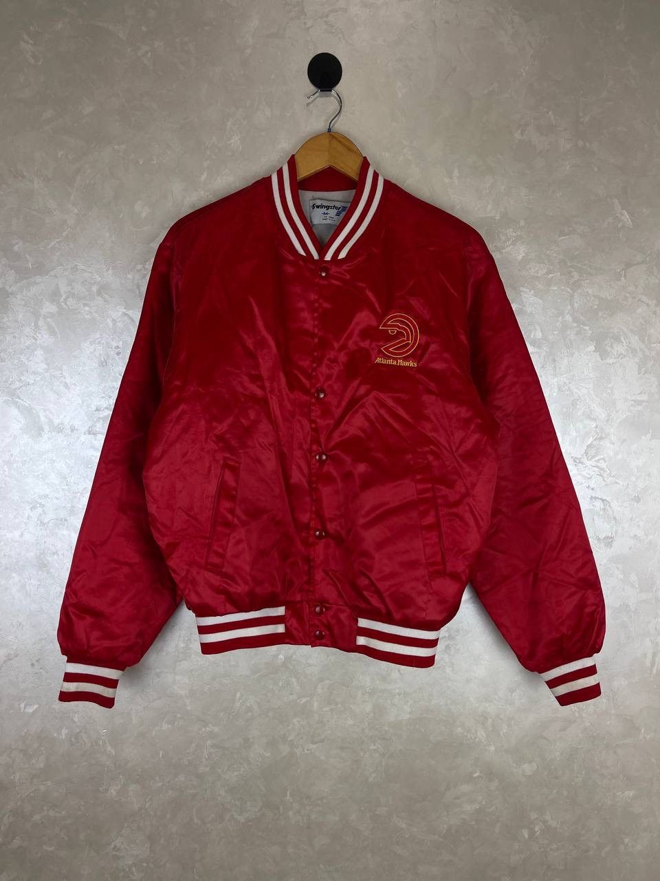 Swingster Vintage Atlanta Hawks Satin Jacket USA Made Size M Swings Size US M / EU 48-50 / 2 - 1 Thumbnail