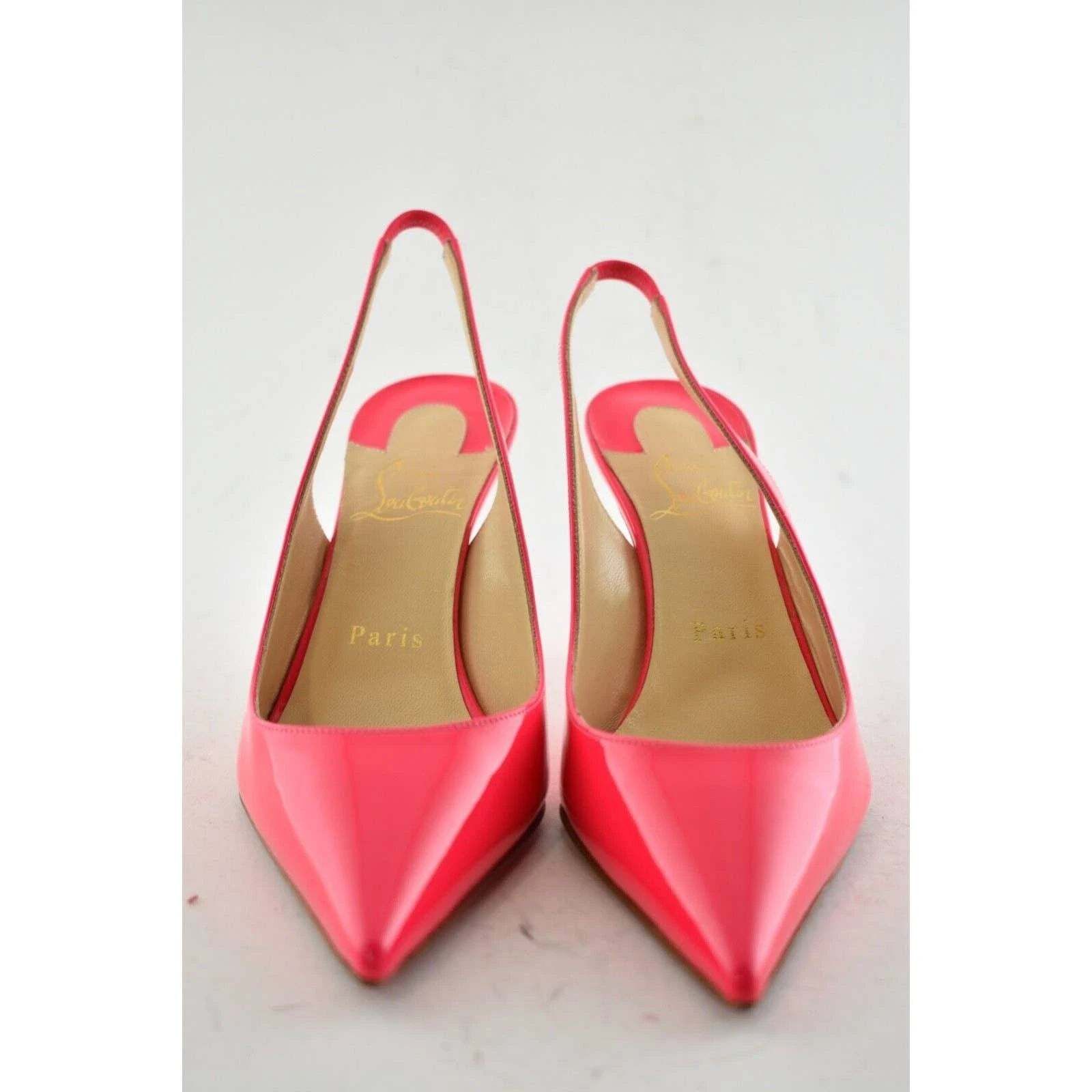 Christian Louboutin Christian Louboutin Clare Sling 80 Rose Pink Patent Fluo Size US 6 / IT 36 - 5 Thumbnail