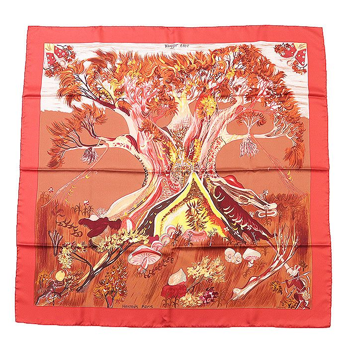 Hermes Hermes Hermes Carre 90 KUGGOR TREE Silk Scarf Cotton Scarf DUTY FREE for USA Size ONE SIZE - 1 Thumbnail