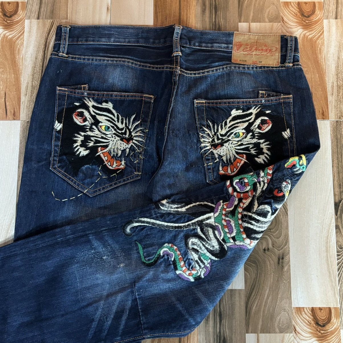 Ed Hardy Crazy Vintage 00s Edhardy Baggy Denim Size US 36 / EU 52 - 1 Thumbnail