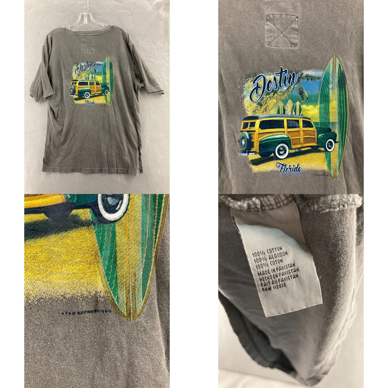 Vintage Alvin Shirt Mens XXL Florida Hot Rod Surf Gray Cotton T-Shirt 2XL Graphic Print Mens Size US XXL / EU 58 / 5 - 8 Thumbnail