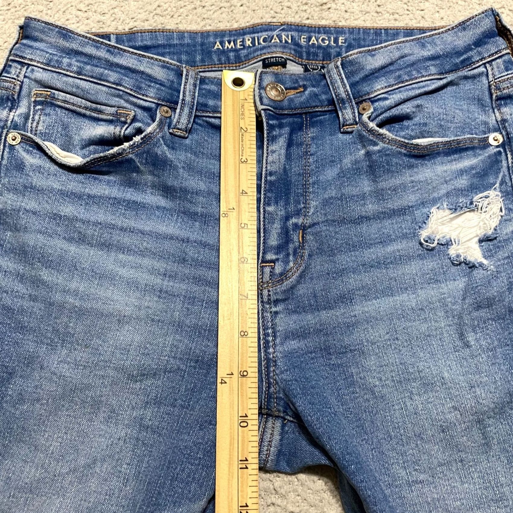 American Eagle Outfitters American Eagle Outfitters Jeans Bootcut 8P Petite Blue Denim High Rise 5-Pocket Stretch Distress Boys Womens Mens (adjusted to fit rules) Size 30" / US 8 / IT 44 - 6 Thumbnail