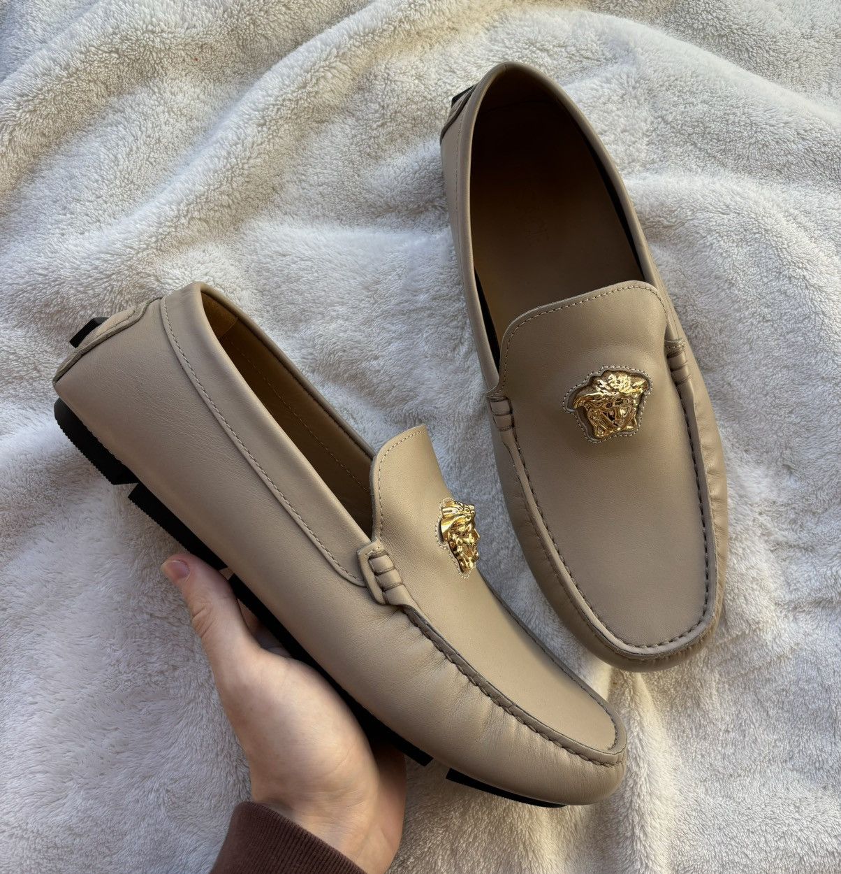 Versace Versace Tan Medusa Head Leather Loafers Size US 9 / EU 42 - 1 Thumbnail