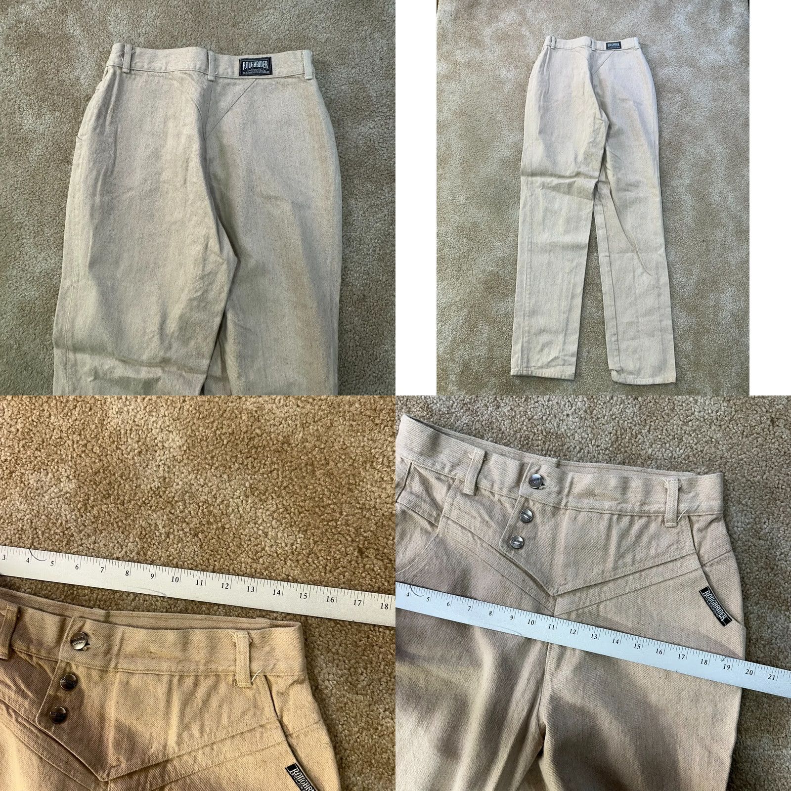 Vintage VINTAGE Roughrider by Circle T Jeans Women's 13/14 30x36 Beige Denim 5-Pocket Straight Jeans Mens/ Womens Size 36" / US 14 / IT 50 - 8 Thumbnail