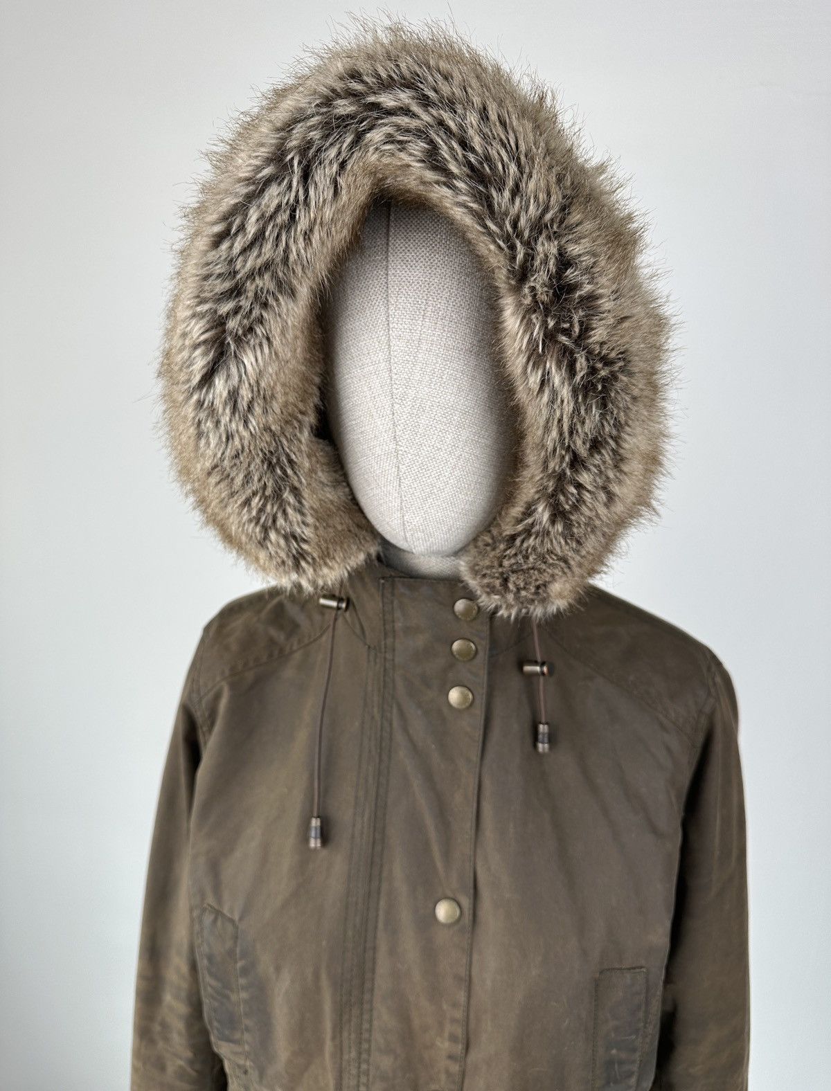 Barbour BARBOUR KELSALL Wax Parka Jacket Fur Hood Women’s Coat Size M / US 6-8 / IT 42-44 - 12 Thumbnail