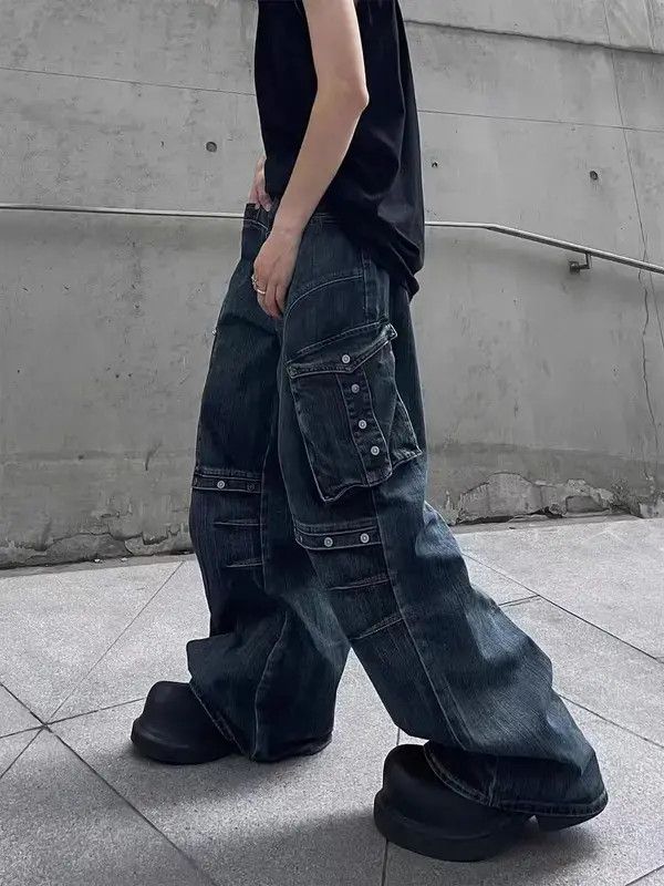 Japanese Brand × Jean Retro heavy duty workwear large pocket wide leg jeans Size US 32 / EU 48 - 1 Thumbnail