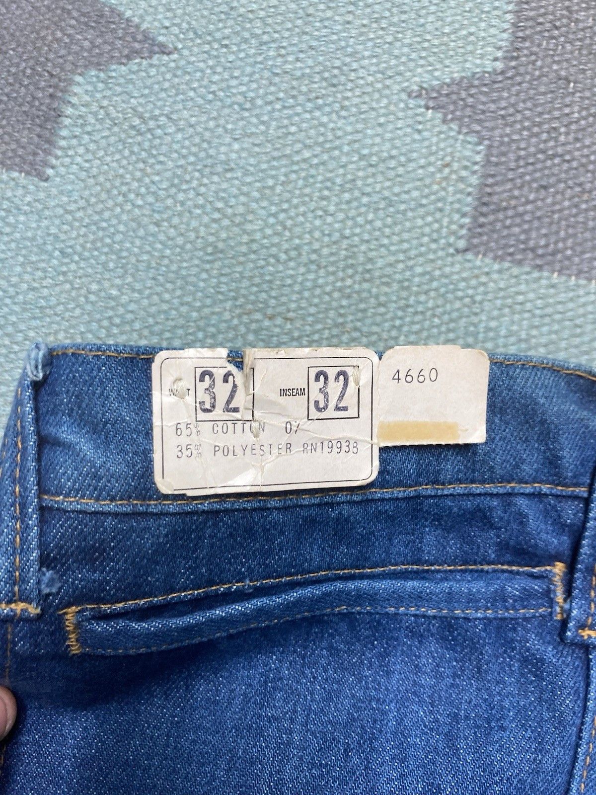 Vintage VTG 70s bell bottom jeans flare wide hippie DEADSTOCK 31x32 Size 31" - 4 Thumbnail