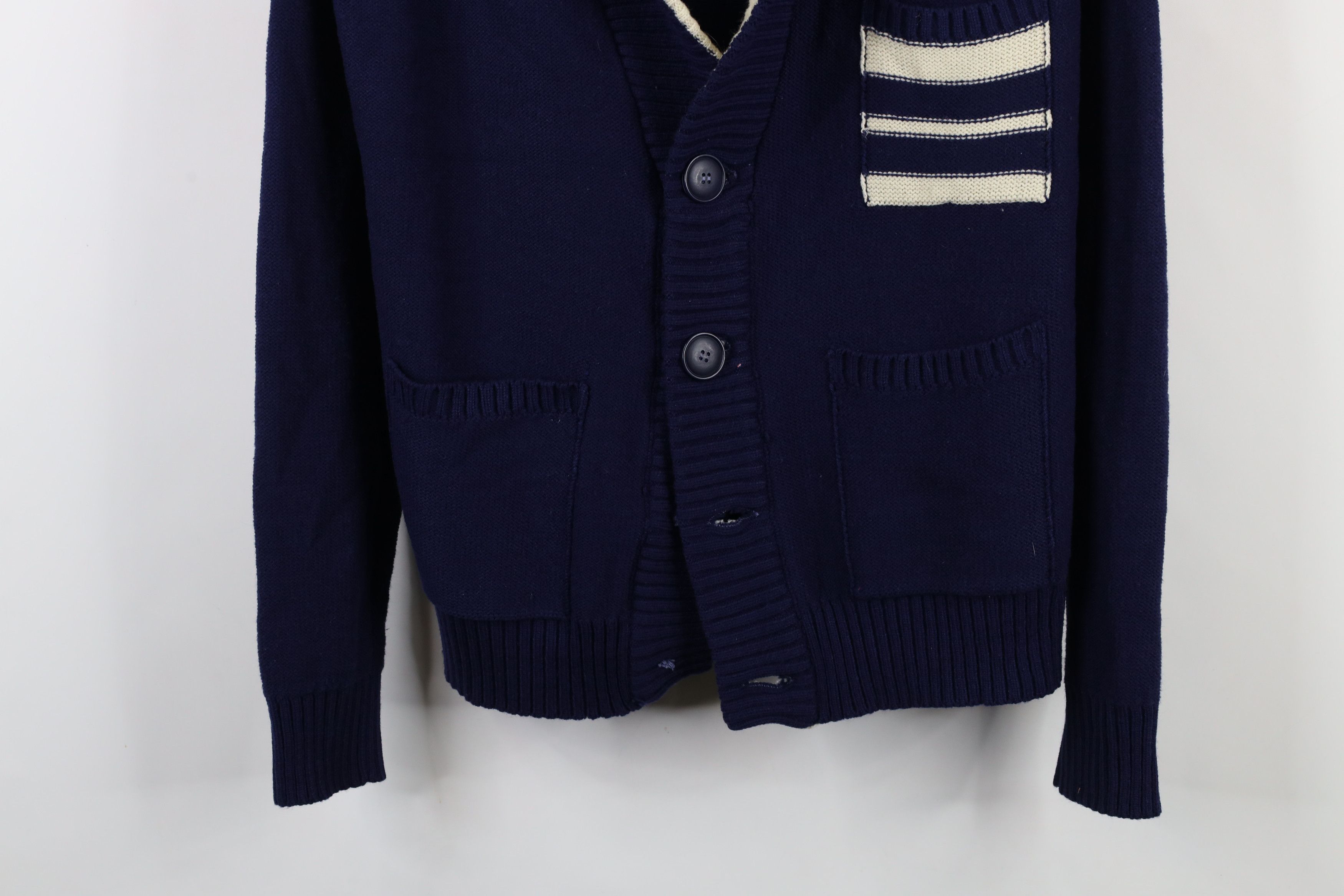 Vintage Vintage 70s Streetwear Shawl Knit Cardigan Sweater Navy Blue Size US XL / EU 56 / 4 - 3 Thumbnail