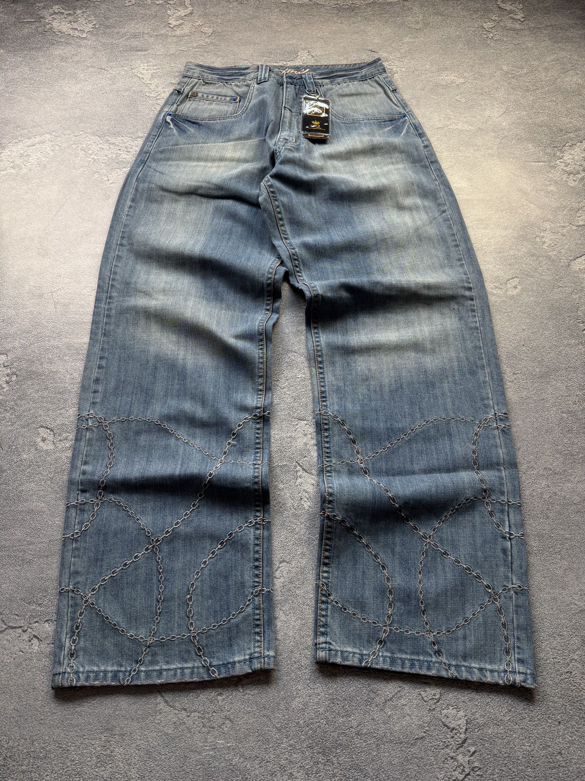 Other Sir Benni Miles Chain Pattern Stitch Washed Jeans Baggy Y2K Size US 32 / EU 48 - 1 Thumbnail