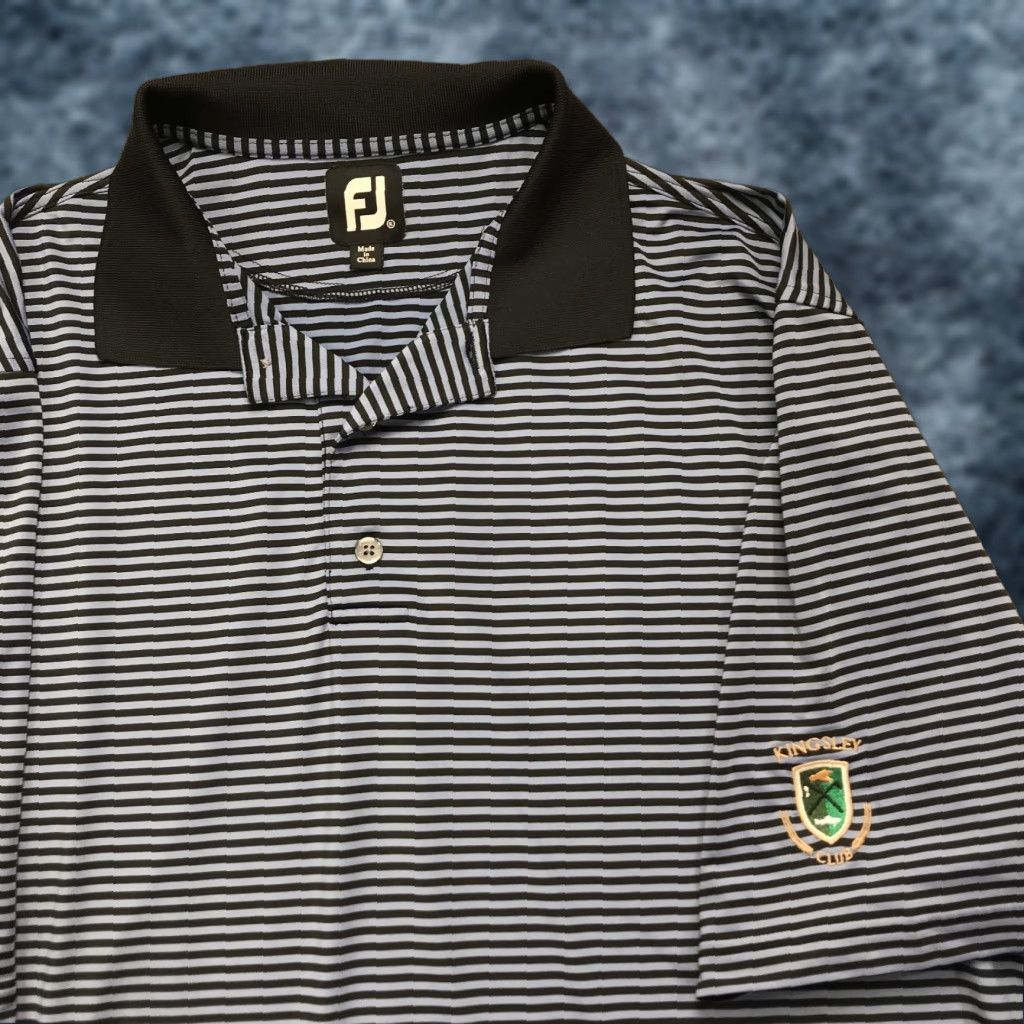 Footjoy FootJoy Kingsley Club Polo Shirt Mens XL Blue Striped Golf Performance Polo Shirt Size US XL / EU 56 / 4 - 1 Thumbnail