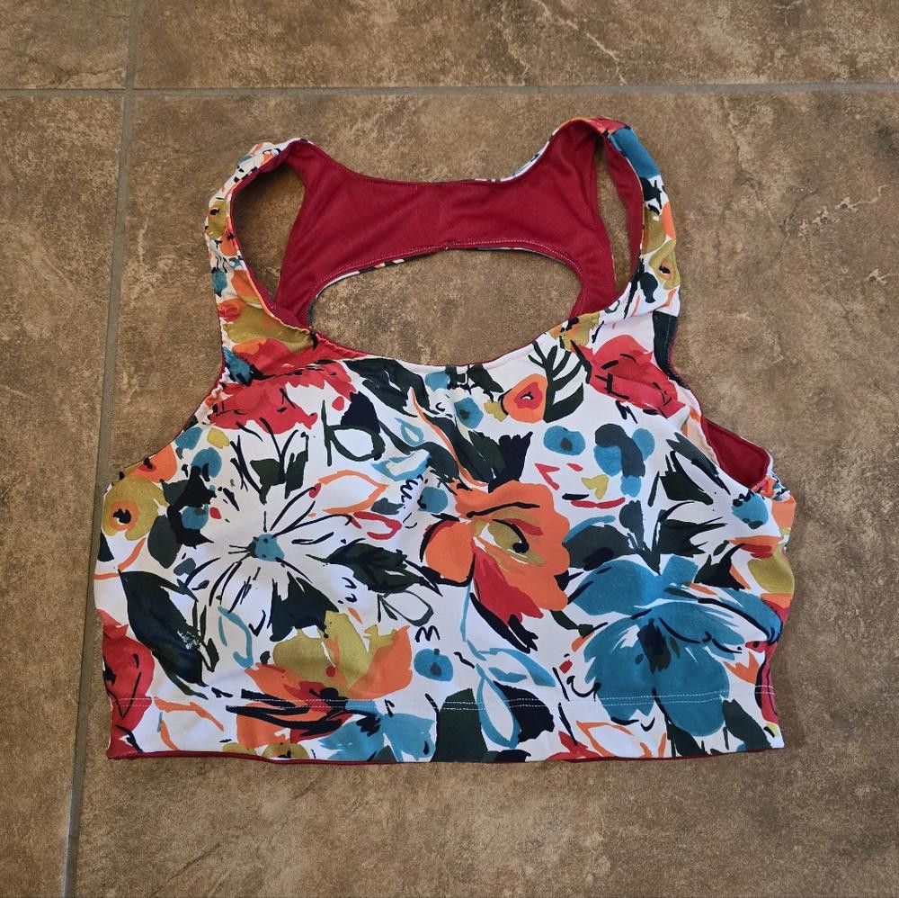 Designer Multicolored Floral Detailed Sport Bra Size ONE SIZE - 1 Thumbnail