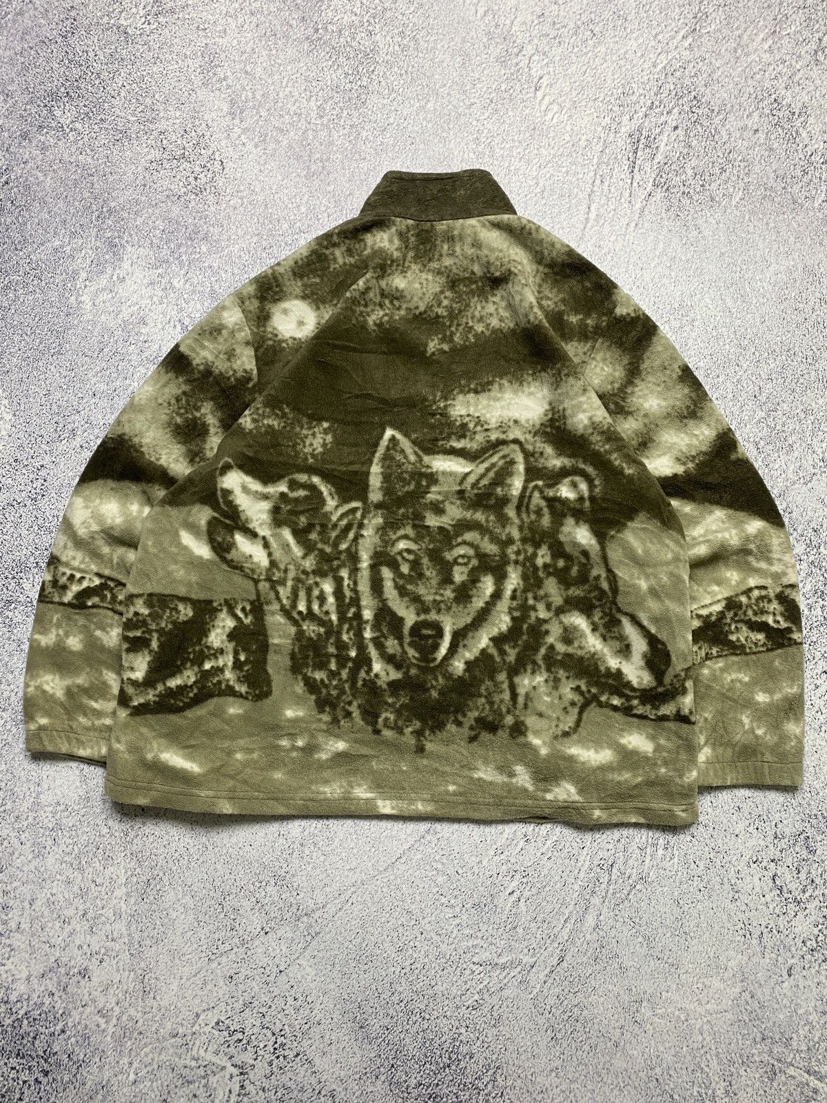 Vintage Animal Wolves Vintage Overprint Logo Winter Fleece Jacket Size US L / EU 52-54 / 3 - 5 Thumbnail