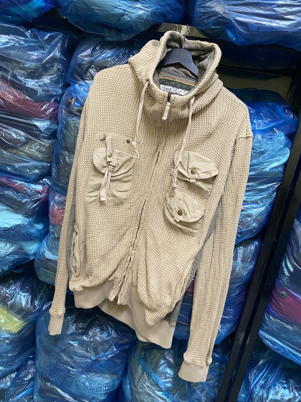 Japanese Brand VINTAGE MIYABI MISUBI RIBBED ACHIVE CARGO ZIP UP HOODIE Size US L / EU 52-54 / 3 - 2 Thumbnail