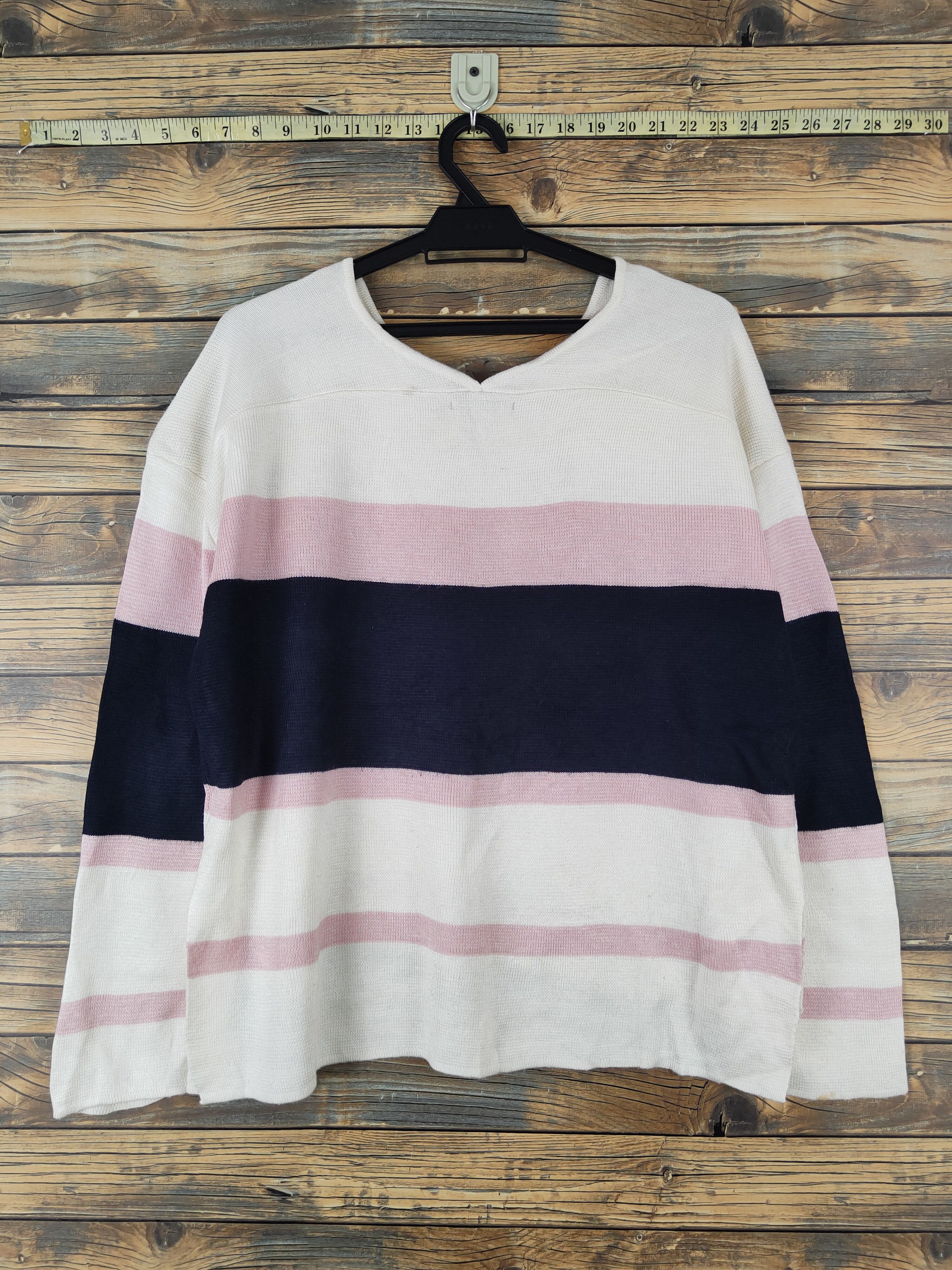 Japanese Brand Ingni Pink Ivory Stripe Knitwear Long Sleeve T-shirts #W2024 Size M / US 6-8 / IT 42-44 - 7 Thumbnail
