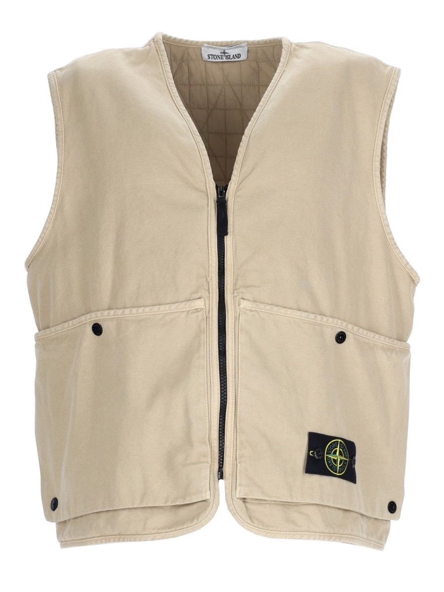 Stone Island STONE ISLAND GILET OVERSIZE CON PATCH LOGO - BEIGE Size US XXL / EU 58 / 5 - 1 Thumbnail
