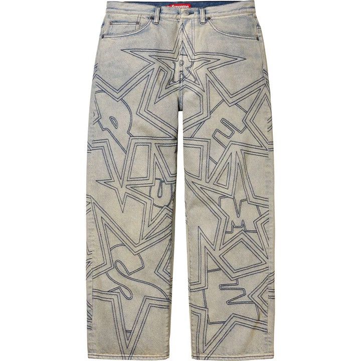 Supreme Supreme Stars Topstitch Baggy Jean Dirty (Size 36) Size US 36 / EU 52 - 6 Thumbnail