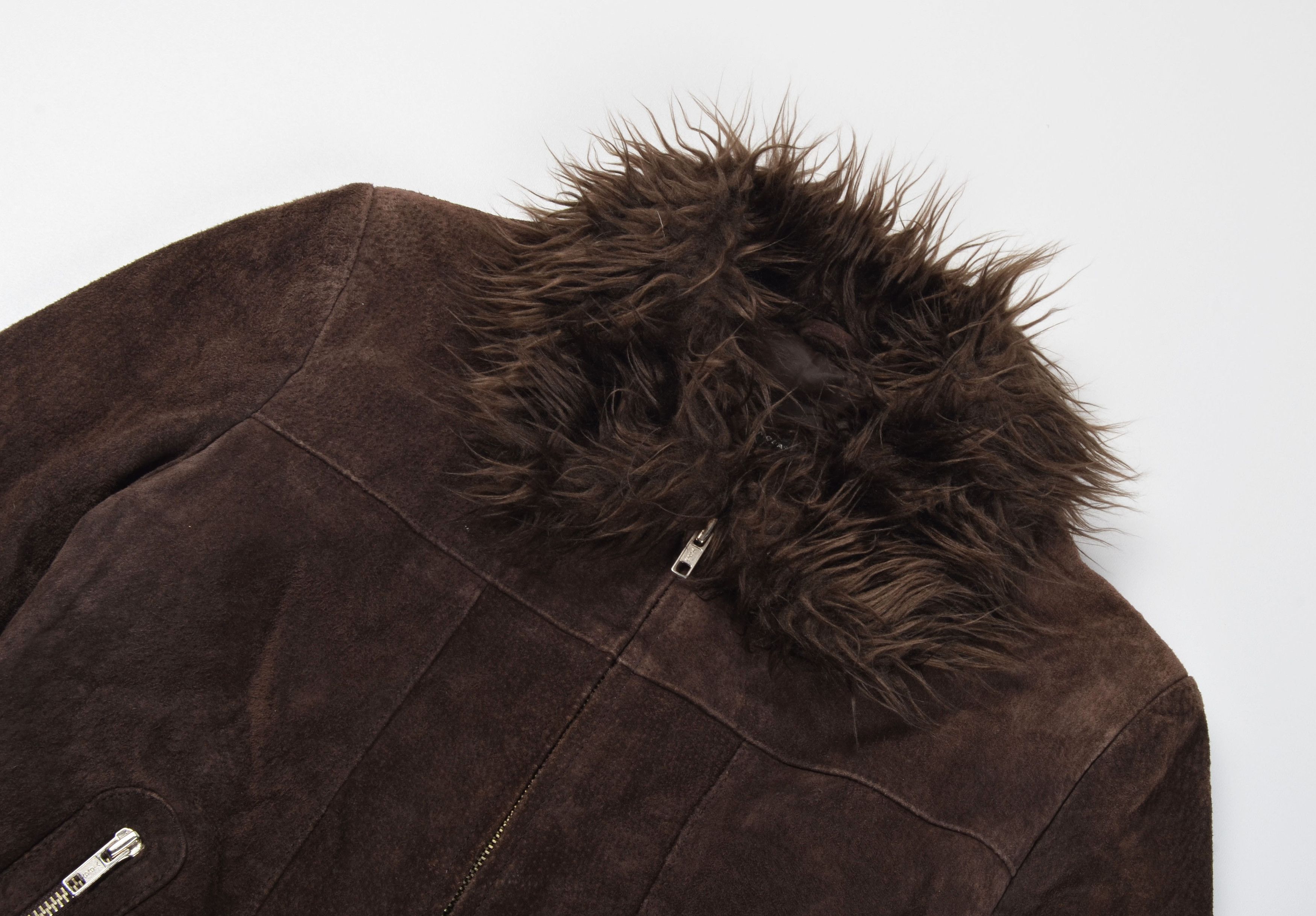 Other Vero Moda Y2K Suede Fur Collar Zip Up Biker Spy Jacket Size S / US 4 / IT 40 - 5 Thumbnail
