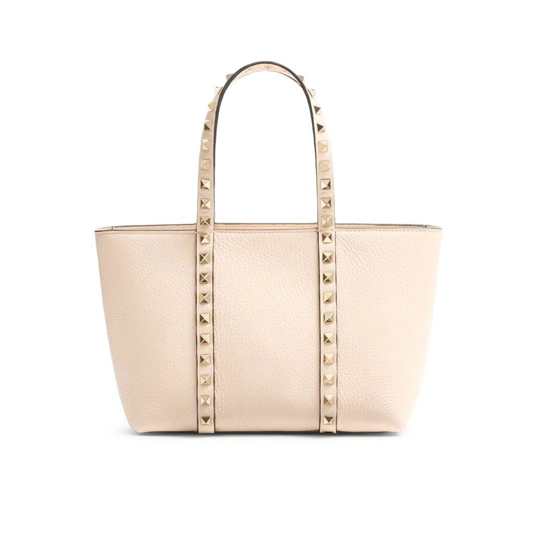 Valentino Garavani Mini White Leather Rockstud Tote New & Au, Women's