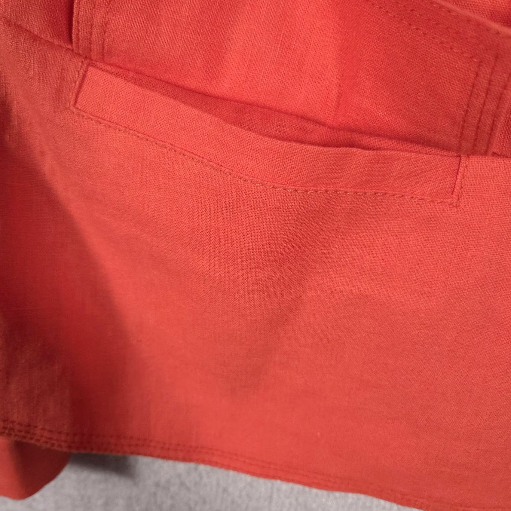 Vintage Chadwicks Jacket Women's 12 Orange Linen Cotton Stand Collar Button Front Pockets Size XL / US 12-14 / IT 48-50 - 5 Thumbnail