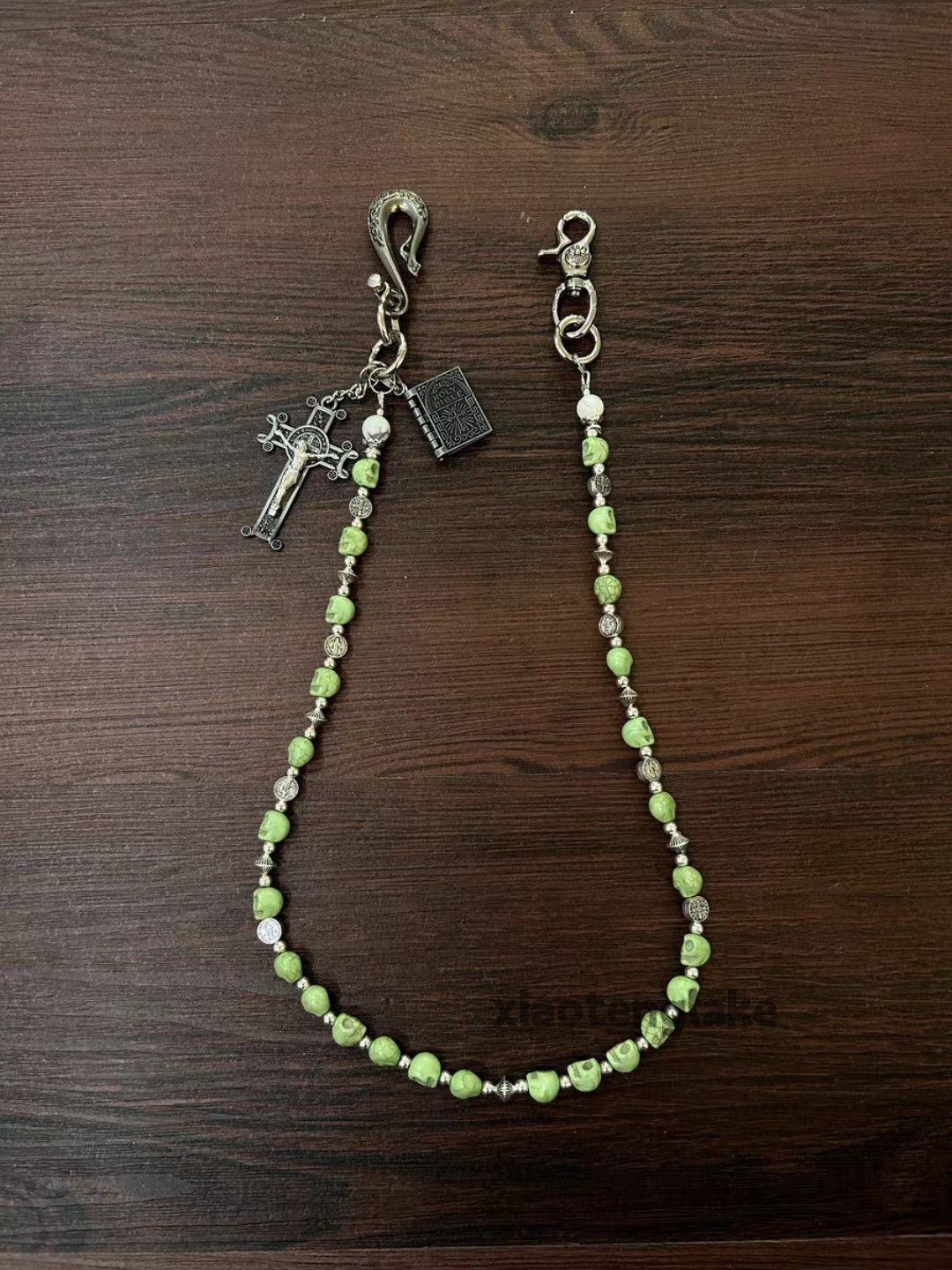 Unisex outdoor utility skull patchwork bag jeans chain