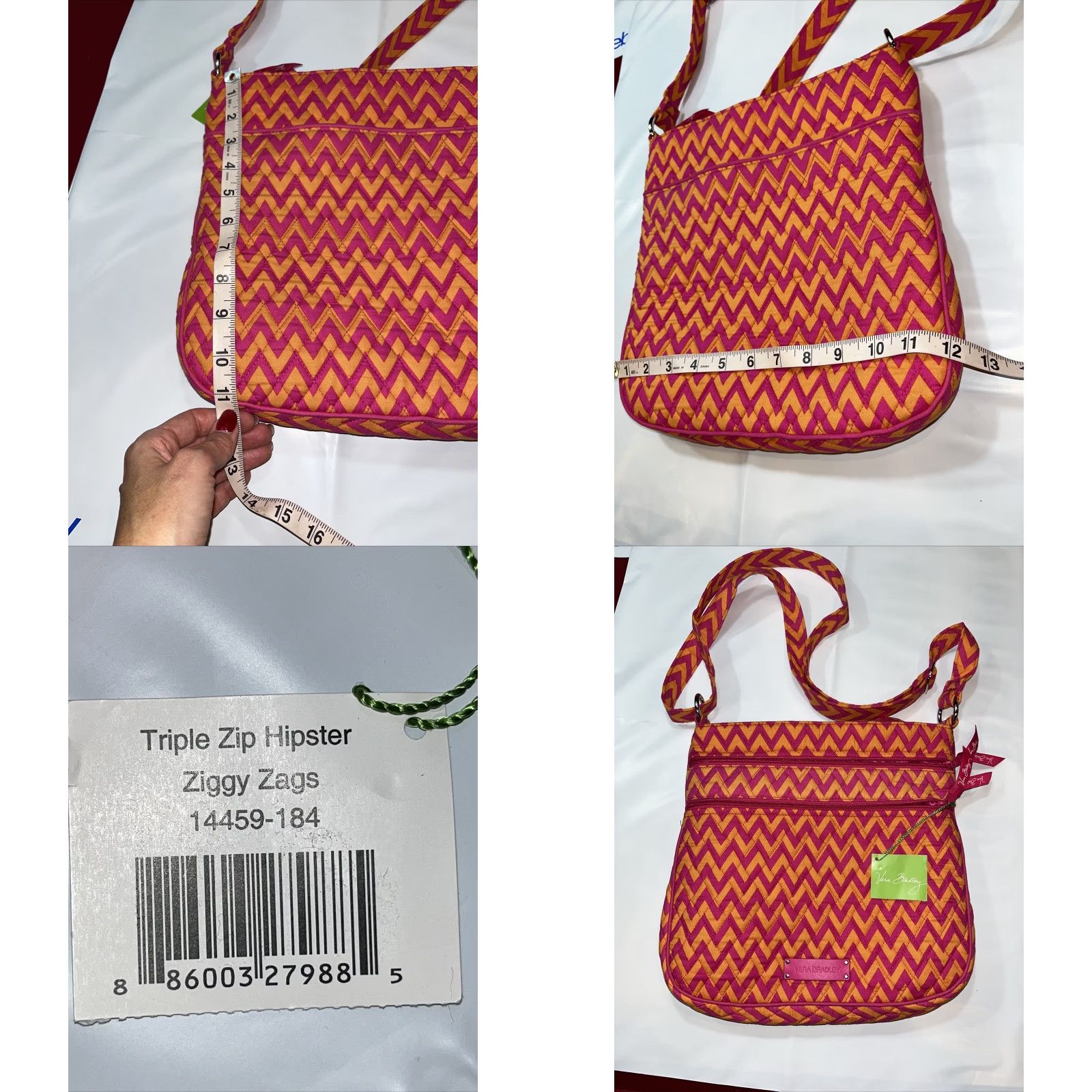 Vera Bradley Vera Bradley Crossbody Purse Hipster Ziggy Zags Pink Orange 11x12 Full Size Size ONE SIZE - 10 Thumbnail