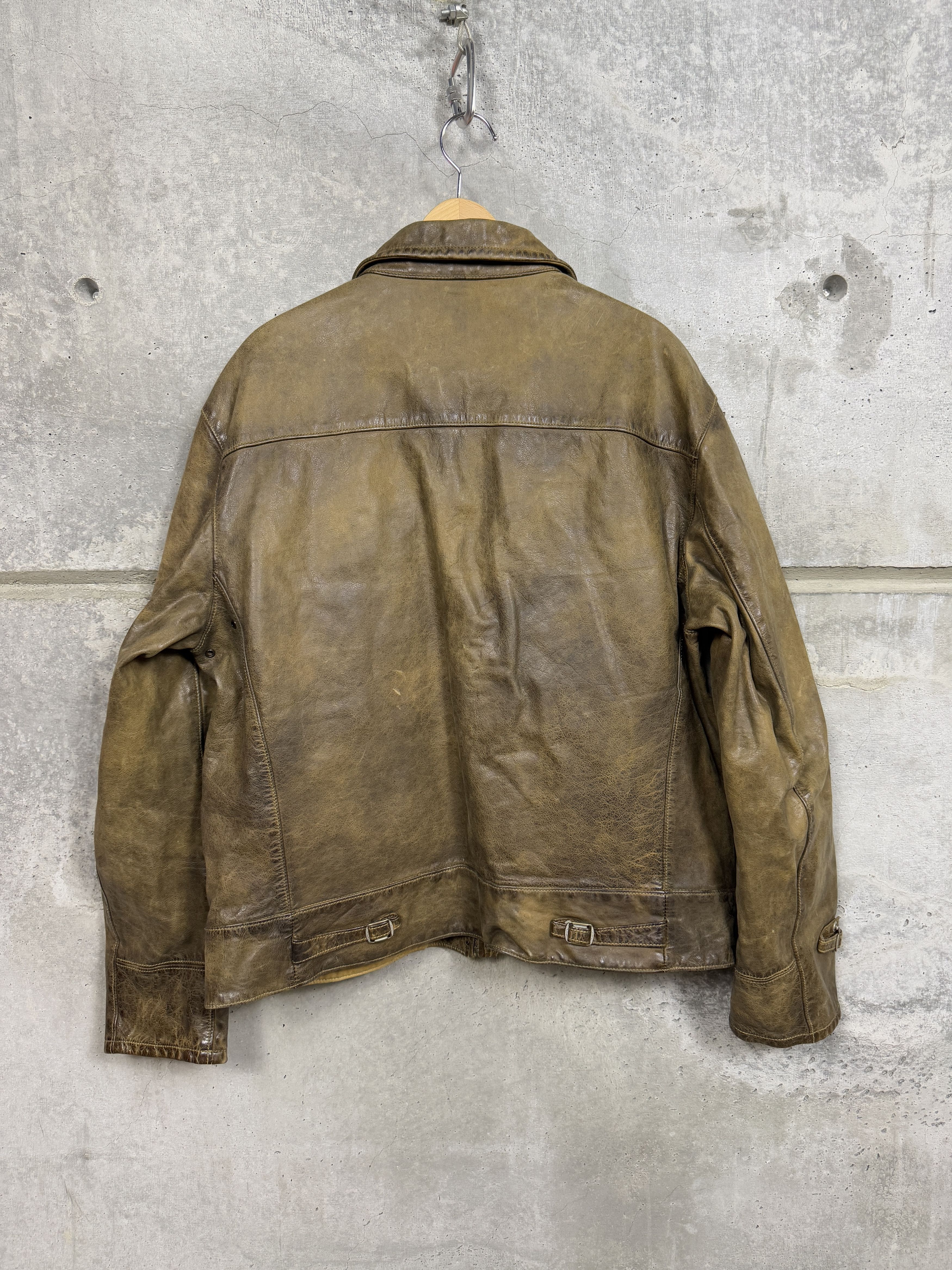 Polo Ralph Lauren Polo Ralph Lauren Distressed Leather Newsboy Jacket Size US XL / EU 56 / 4 - 2 Thumbnail