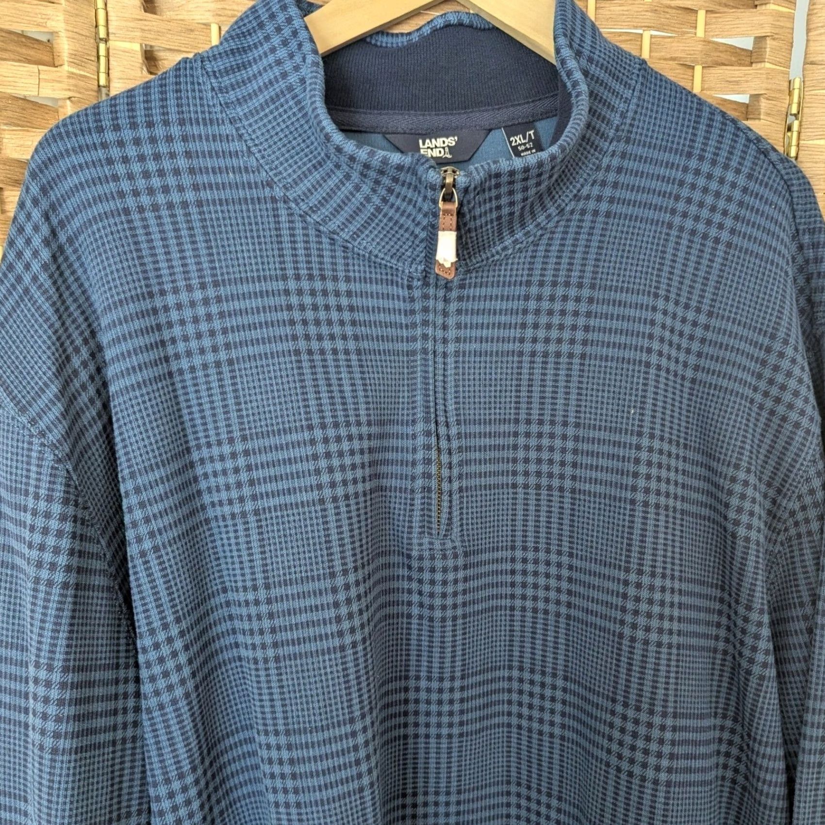 Lands' End VINTAGE: No Lands' End 2XLT Plaid Pullover Sweatshirt Zip Mock Neck Men Blue Quadruple-checked? Size US XXL / EU 58 / 5 - 2 Thumbnail