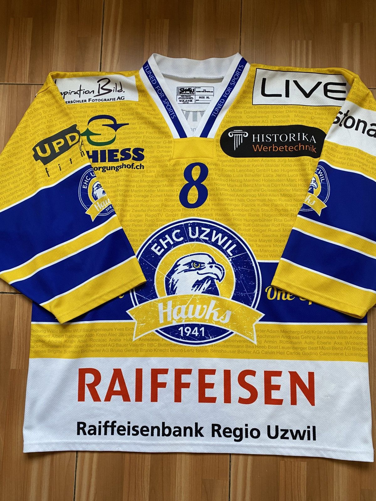 NHL EHC Uzwil Hawks Team Bistro #8 Switzerland Shirt Hockey Size US XL / EU 56 / 4 - 4 Thumbnail