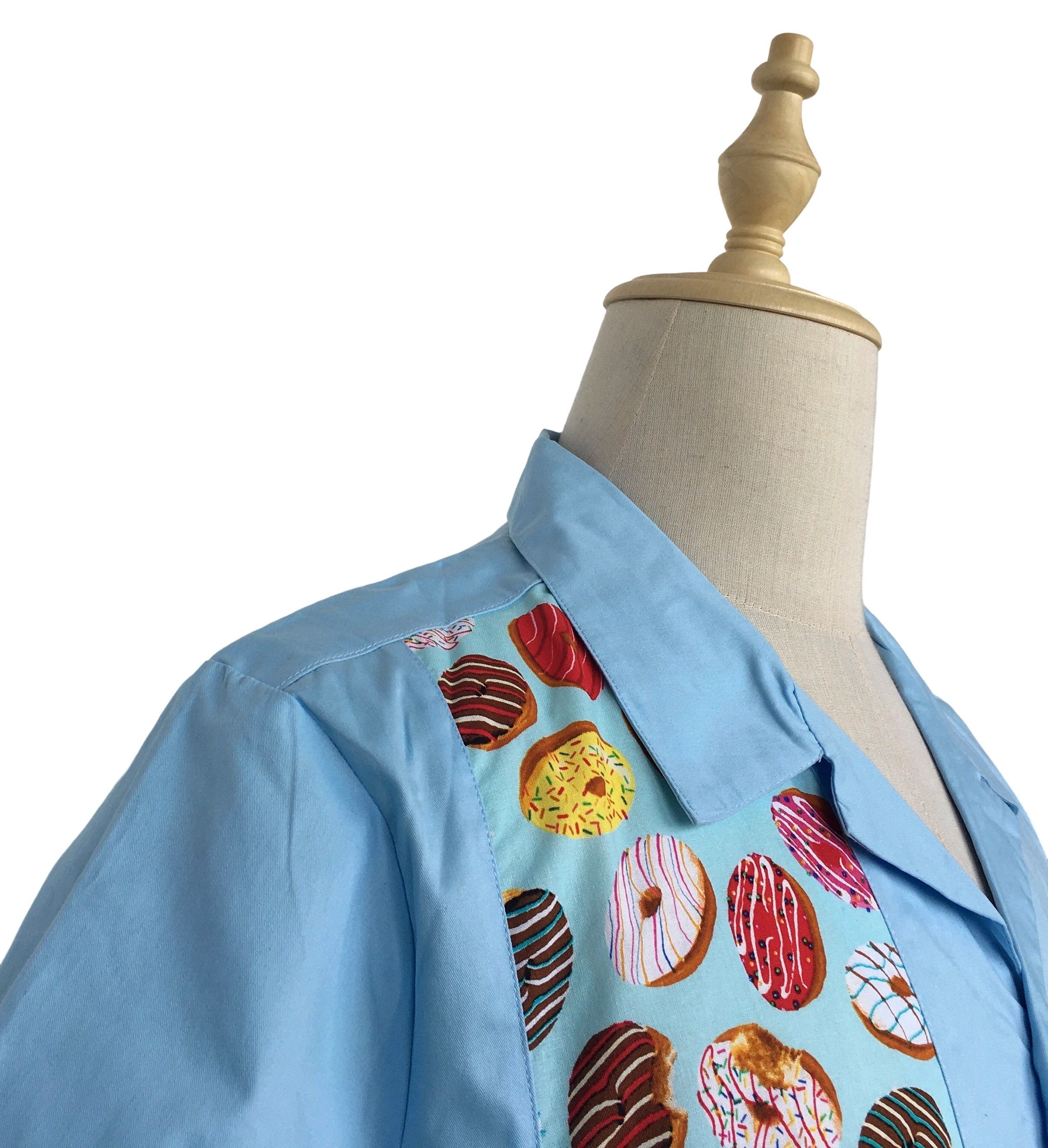 Other Men's Retro Style Doughnut Pattern Light Blue Shirts Size US XL / EU 56 / 4 - 5 Thumbnail