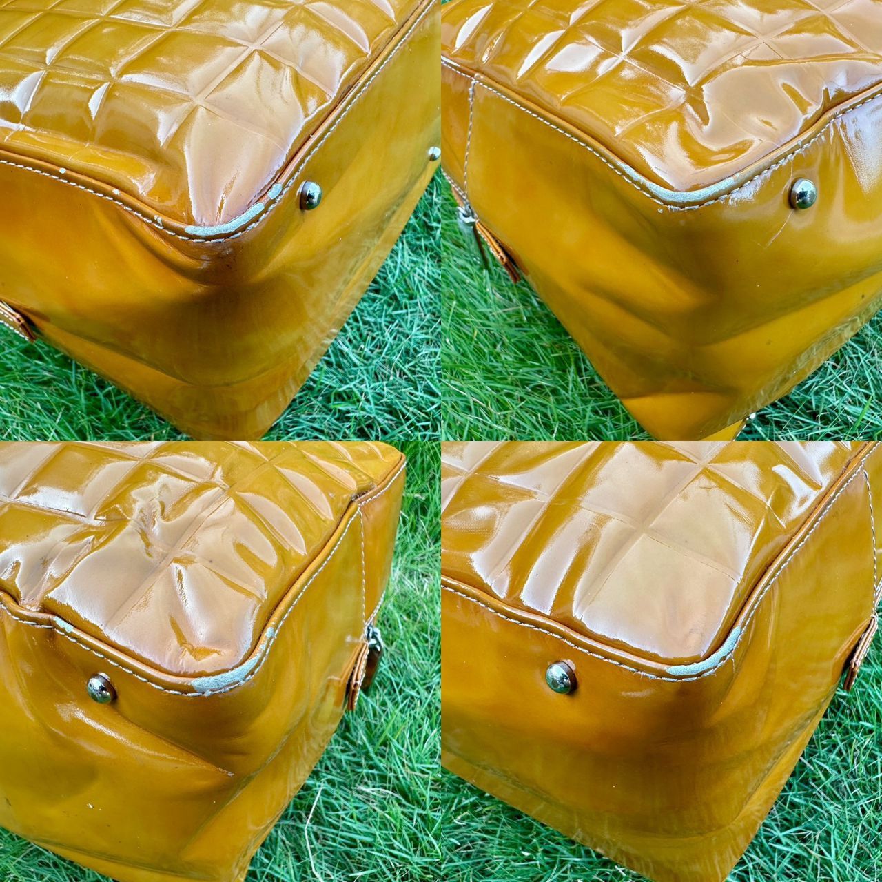 Chanel Chanel Coco Mark Chocolate Bar Patent Leather Bowler Size ONE SIZE - 14 Thumbnail