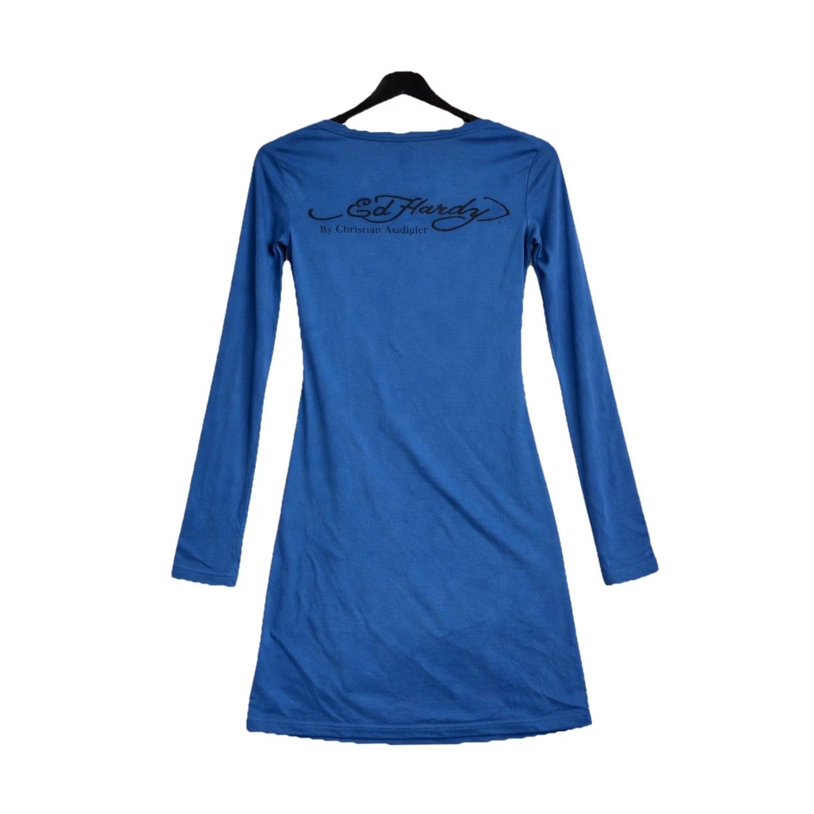 Ed Hardy Ed Hardy Blue Tattoo Dagger Dragon Passion Love V-Neck Tunic Dress L Womens Short Sleeve Tattoo Graphic 2000s Y2K Chrome Rhinestone Logo Vintage No Size L / US 10 / IT 46 - 6 Thumbnail