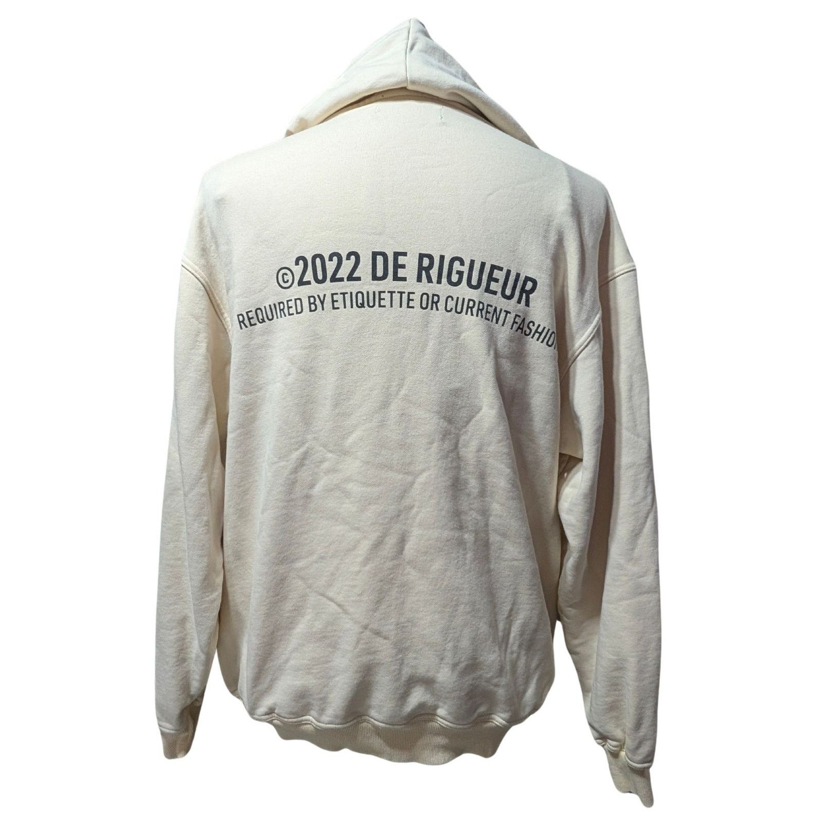 Unknown London De Rigueur 2022 Graphic Hoodie Cream Men’s Size S USED Size US S / EU 44-46 / 1 - 2 Thumbnail