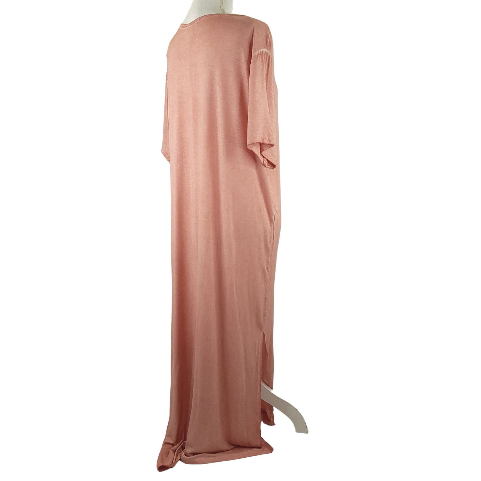 Other Umgee Pink Maxi Dress L Side Slit Short Sleeve Scoop Neck Size L / US 10 / IT 46 - 6 Thumbnail