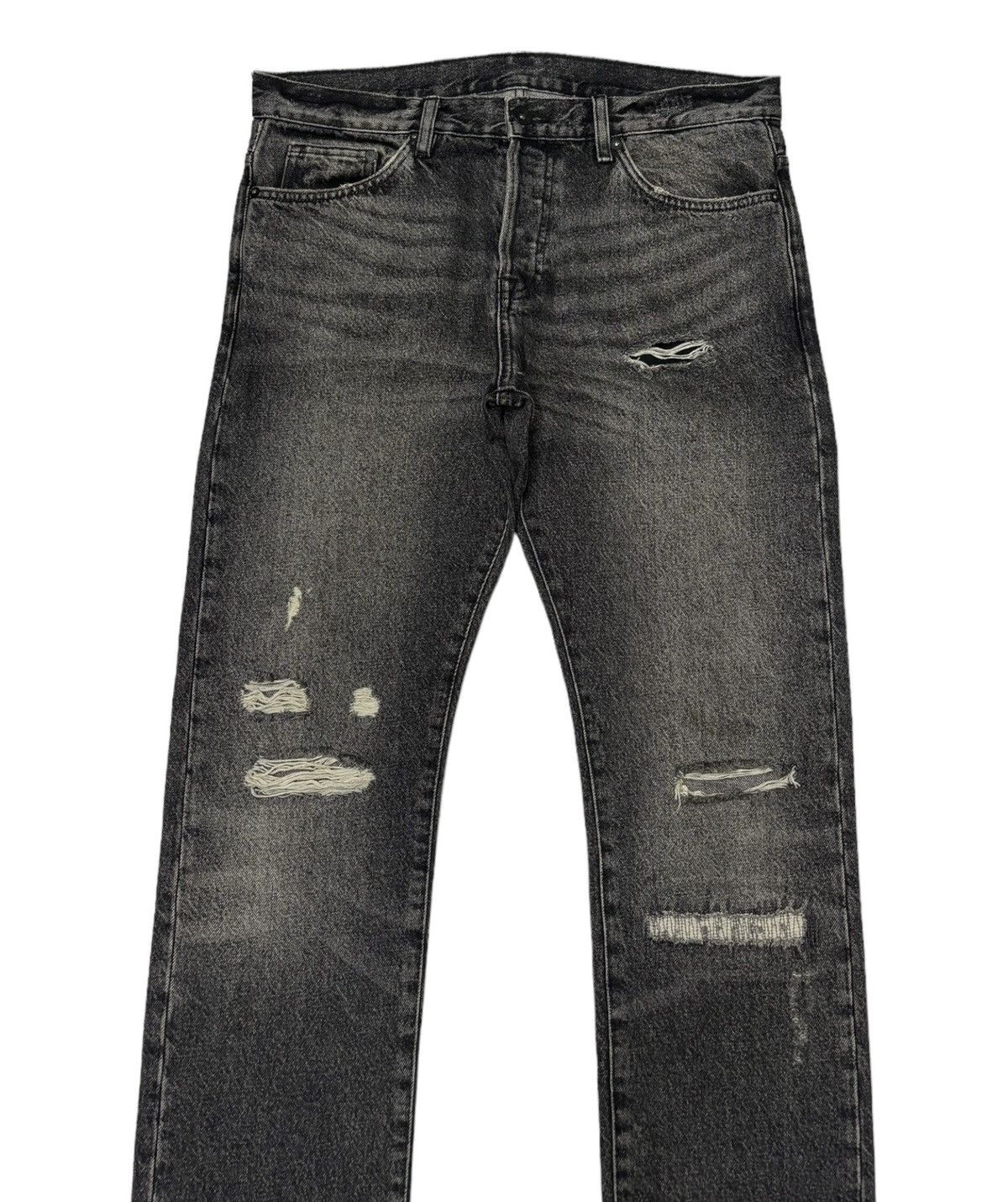If Six Was Nine Vintage &Denim Charcoal Black Distressed Denim Jeans Size US 34 / EU 50 - 3 Thumbnail
