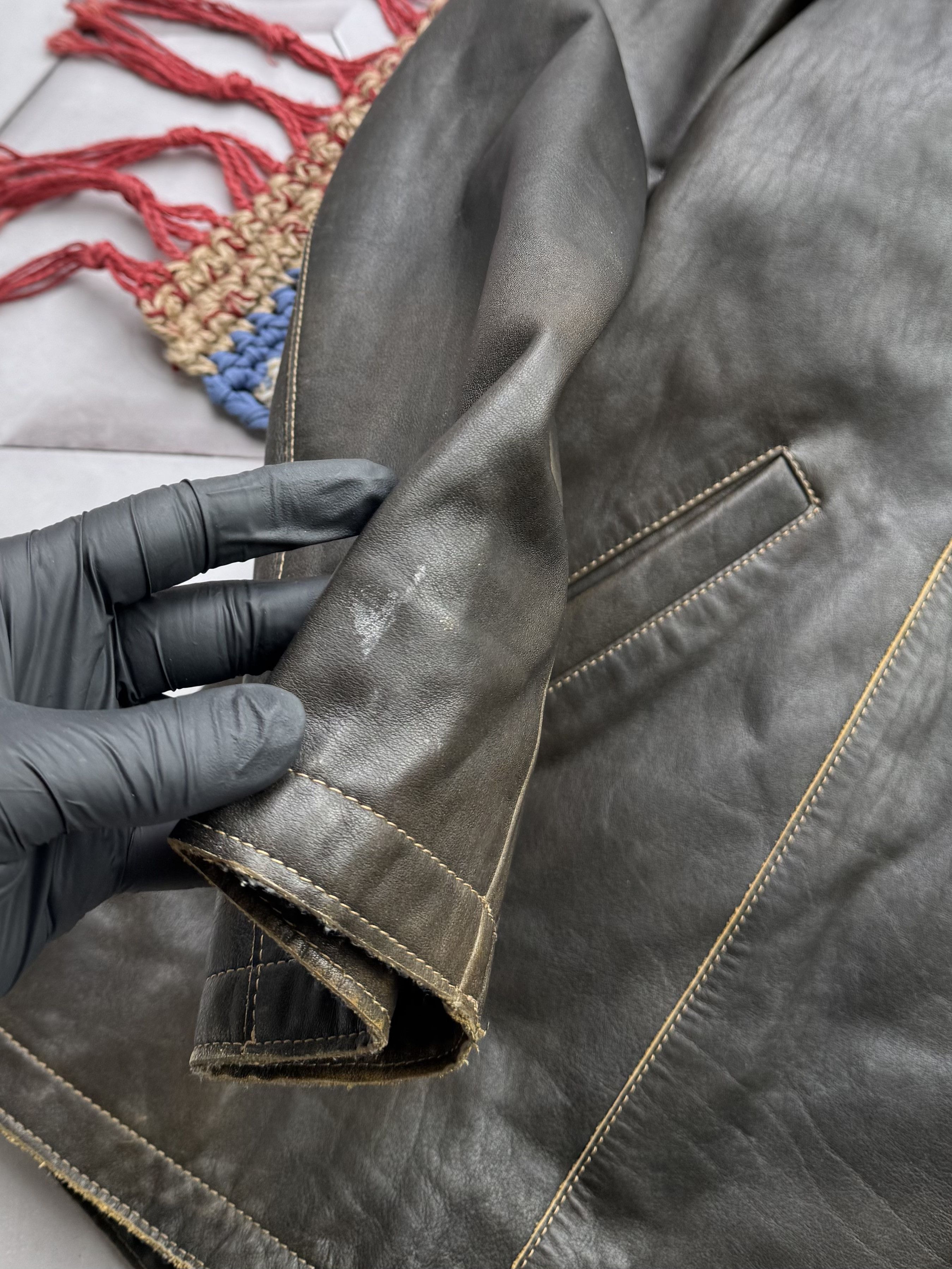 Vintage Vintage Faded Effect Leather Jacket (E4) Size US XXL / EU 58 / 5 - 5 Thumbnail