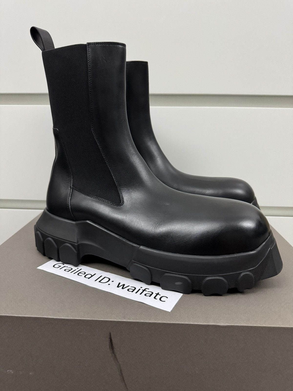 Rick Owens RICK OWENS LEATHER BLACK BOZO TRACTOR BOOTS Size US 11 / EU 44 - 1 Thumbnail