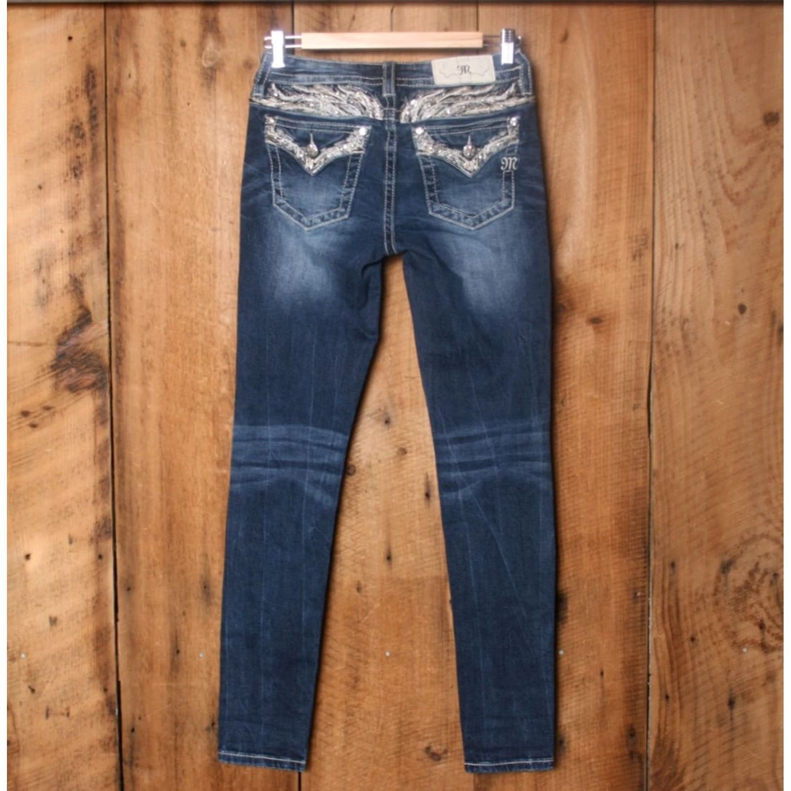 Miss Me MISS ME Jeans Skinny Denim Blue Sz 26 Regular Inseam 30.5" Mid Rise Womens Size 26" / US 2 / IT 38 - 3 Thumbnail