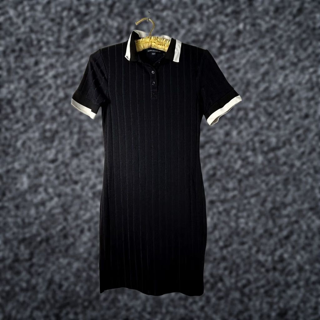 French Connection French Connection Women's Ribbed Polo Bodycon Mini Dress Popover Black Size 2 Size XS / US 0-2 / IT 36-38 - 1 Thumbnail